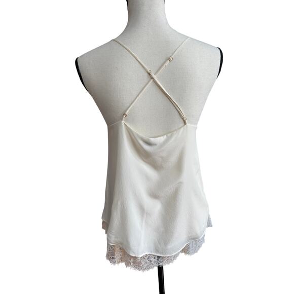 Cami NYC 100% Silk Lace Trim Cowl Neck Camisole Tank Top Ivory Size M - Picture 2 of 10
